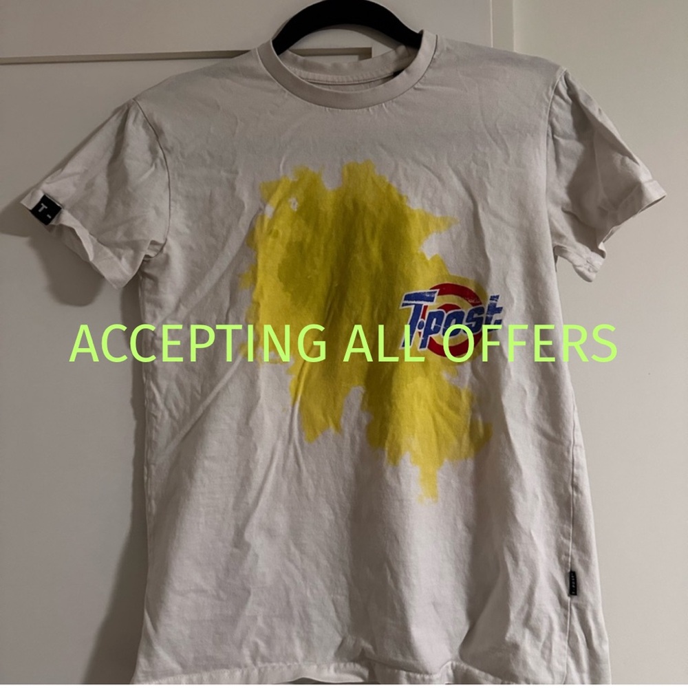 Tpost White and Yellow Graphic T-Shirt